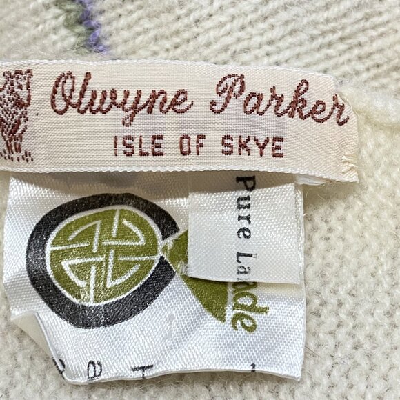 ISLE OF SKYE Women Lambs Wool Embroidered Sweater Sz M Ivory Crew Neck 8A-9 - Picture 9 of 12